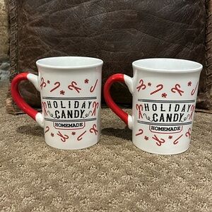 Festive Holiday Candy Homemade Holiday Mugs Set of 2 NEW Christmas
